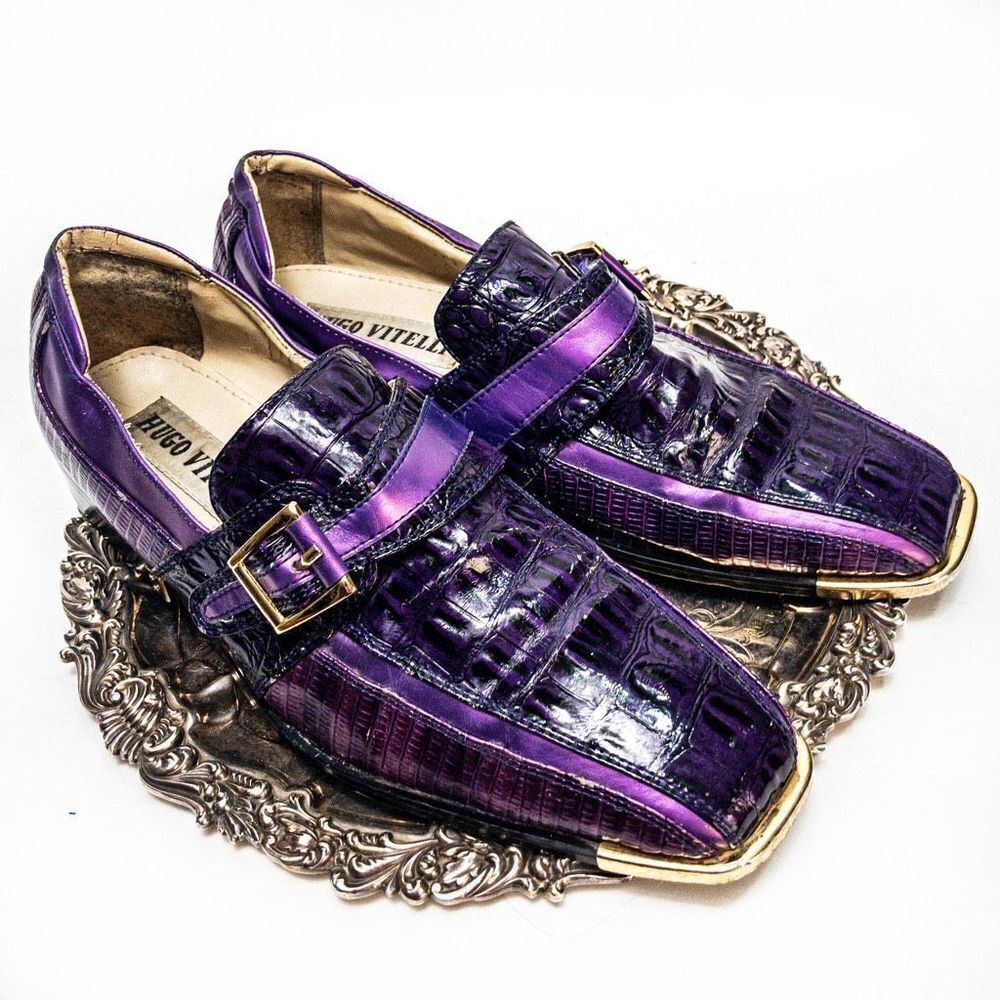 Vintage Hugo Vitelli Purple Passion Monk Dress Shoes Sz 9